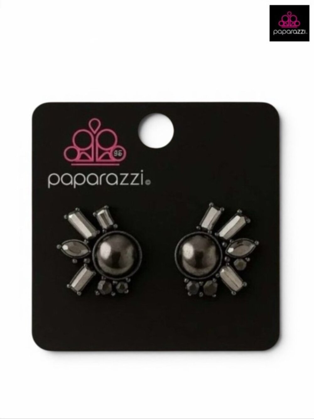 PAPARAZZI “Radical Radiance” Black Metallic Stud Earrings - NWT